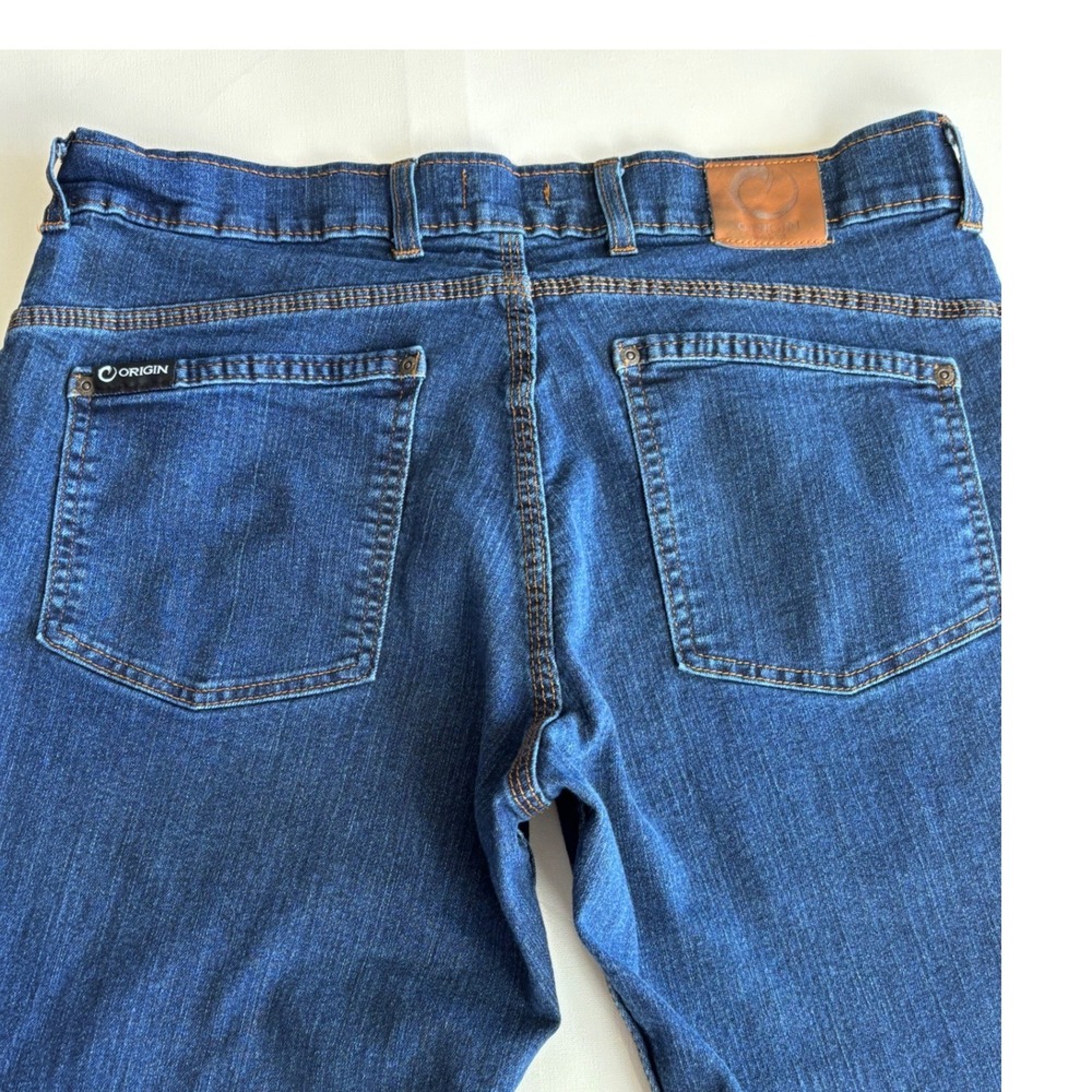 Origin Straight Leg Jeans W34 L31 Med Wash Blue Denim Made in USA Womens